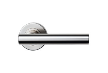 Modern chrome door handle with sleek minimalist design isolated on transparent background
