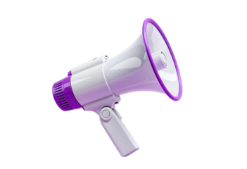 Modern purple megaphone isolated on transparent background