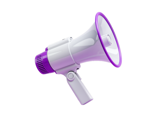 Modern purple megaphone isolated on transparent background