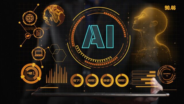 Explore a futuristic AI dashboard featuring data visualization and a human silhouette, showcasing global connections and advanced technology in a high-tech environment. Cipher