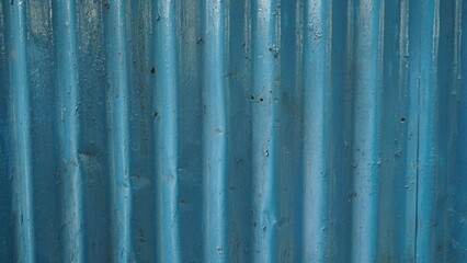 Blue Painted Corrugated Metal Sheet Texture Background
