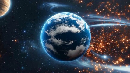 Two glowing jack-o'-lanterns hanging from mossy trees in a mystical, foggy forest during Halloween.