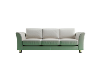 Modern Three-Seat Sofa with Light Green Accents