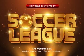 Soccer league golden luxury 3d editable vector text effect