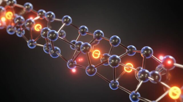 Abstract microscopic view of a biological energy system, showcasing pulsating electrical currents flowing through a cellular network