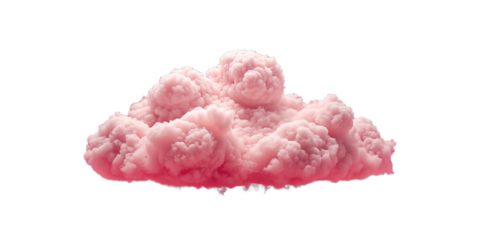 Pink fluffy cloud isolated on transparent background