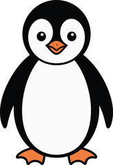 Fototapeta premium Cute cartoon penguin illustration with black and white body