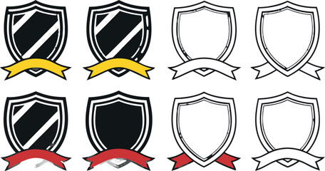 Set of Blank Heraldic Shields and Ribbons for Crest Design