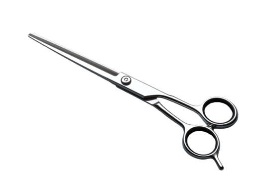 Shiny Professional Hair Scissors Isolated on Transparent Background