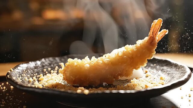 Delicious Crispy Shrimp Tempura Served Hot on a Plate.