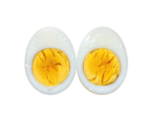 Sliced Hard-Boiled Egg with Cracked Yolk Center