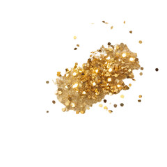 Small Pile of Loose Gold Glitter Isolated on White