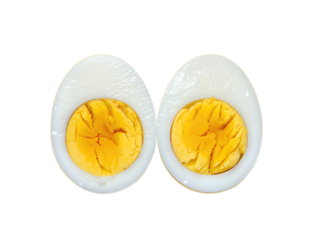 Sliced Hard-Boiled Egg with Cracked Yolk Center