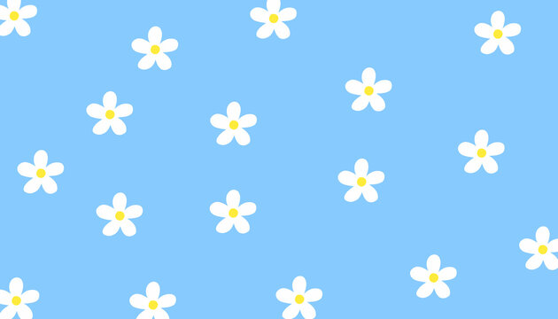 beautiful white floral decorative pattern on a blue background - Powered by Adobe