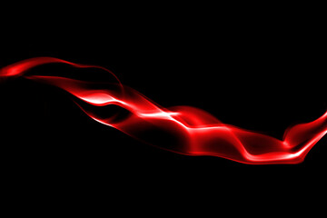 Fototapeta premium Abstract red smoke wave on black background with glowing light effect, symbolizing energy, passion, and motion. Ideal for modern design, background, or digital art concept.