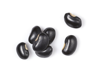 Close-up of black beans isolated on white background, organic legumes rich in protein and fiber, perfect for healthy food, agriculture, and nutrition concept design.