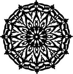 Intricate Black Circular Mandala Design