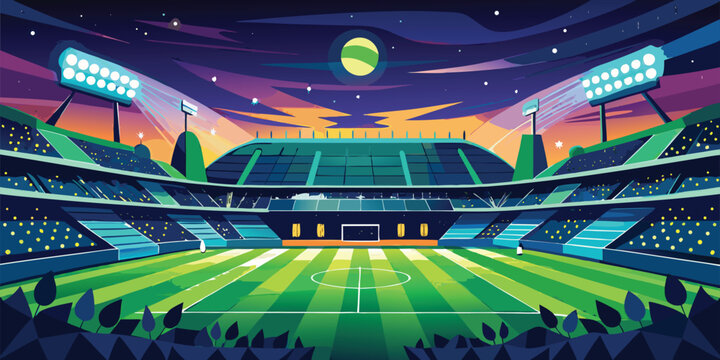 Nighttime soccer stadium illustration vector art background sports arena football field design
 - Powered by Adobe