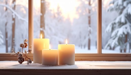 窓辺に灯る冬のキャンドル
