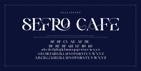Luxury sans serif alphabet letters font and number. Classic Lettering Minimal Fashion Designs. Typography decorative wedding fonts and logo. vector illustration. © Custom Designs