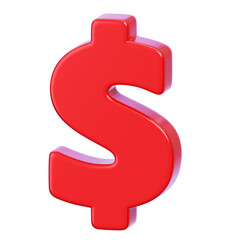 Fototapeta premium 3D Red Dollar Sign Symbol. Finance and Wealth Concept. 