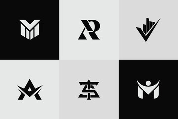 Modern minimalist monogram logo set