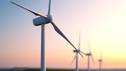 Wind turbines silhouetted against a golden sunrise. Renewable energy production at its finest. Sustainable power for a brighter future. Clean energy and a green tomorrow.