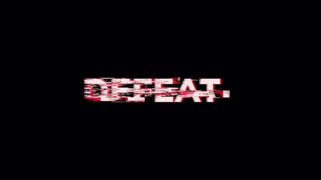 Defeat Glitch Text Animation Vertical Screen Overlay Corrupted Data Error Display