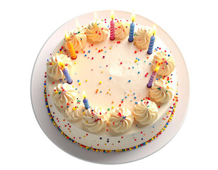  Classic Birthday Cake with Sprinkles and Ten Candles for Party Decoration PNG