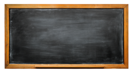 Empty vintage blackboard with wooden frame for education, school, teaching, or message presentation isolated as background design element on white background