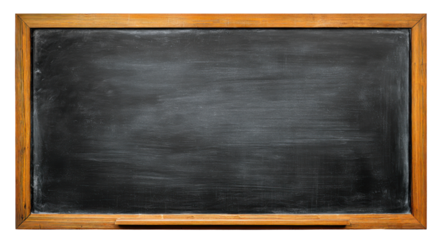 Empty vintage blackboard with wooden frame for education, school, teaching, or message presentation isolated as background design element on white background