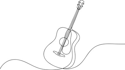 Obraz premium Single line drawing of an acoustic guitar musical instrument