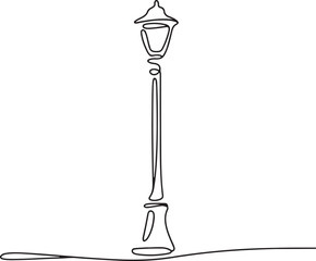 Continuous One Line Drawing of Garden Light Park Light or Road Light