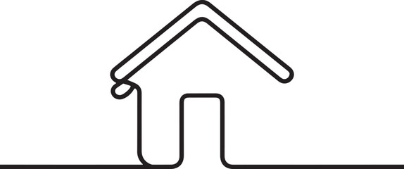 Continuous One Line Drawing of Home Icon Modern House Illustration