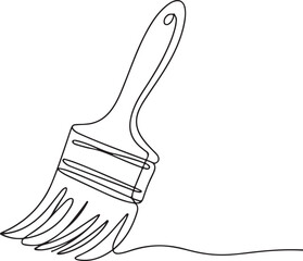 Paint Brush in One Continuous Line Art Illustration
