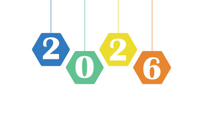 Modern 2026 new year typography with layered red blue transparent digits . Vector illustration .EPS 10 . © Micro  Vector Market