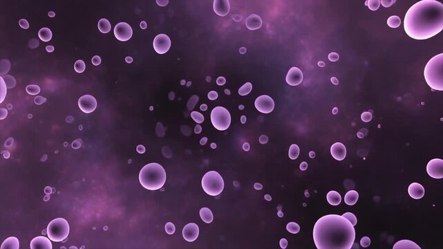 Abstract visualization of autophagy, where lysosomes degrade and recycle cellular waste components in a microscopic biological process