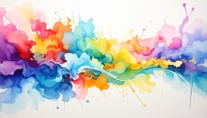 Abstract watercolor painting with vibrant color explosion and fluid transitions for editorial art photography creative decor and poetic transcendence-themed visuals