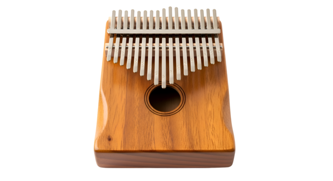 Wooden Kalimba Thumb Piano Musical Instrument Close Up.