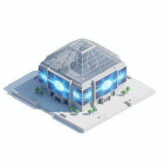 City Plaza Center Isometric 3D Modern Building Vector