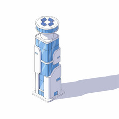 Smart Energy Control Tower Isometric 3D Futuristic Vector