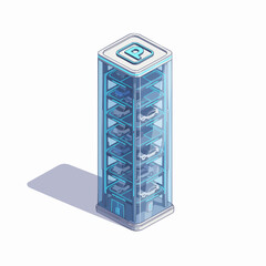 Autonomous Vehicle Parking Tower Isometric 3D Architecture Vector