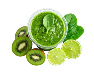 Detox Green Smoothie with Spinach, Kiwi, and Lime PNG