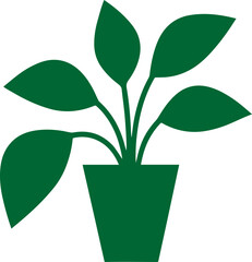 vector silhouette of a plant transparent with pot 