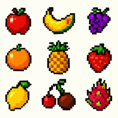 Fresh Fruit Set Pixel Art