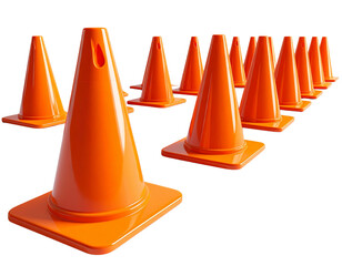 Construction Safety Cones – Isolated Orange Cones PNG