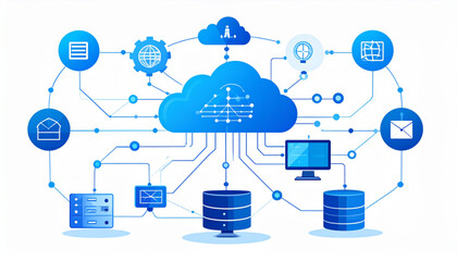 Blue & White Vector Infographic of Cloud Computing Services