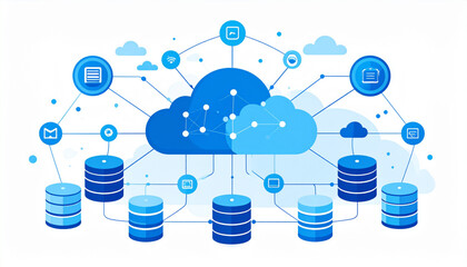 Blue & White Vector Infographic of Cloud Computing Services