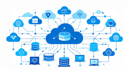 Blue & White Vector Infographic of Cloud Computing Services