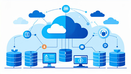 Blue & White Vector Infographic of Cloud Computing Services